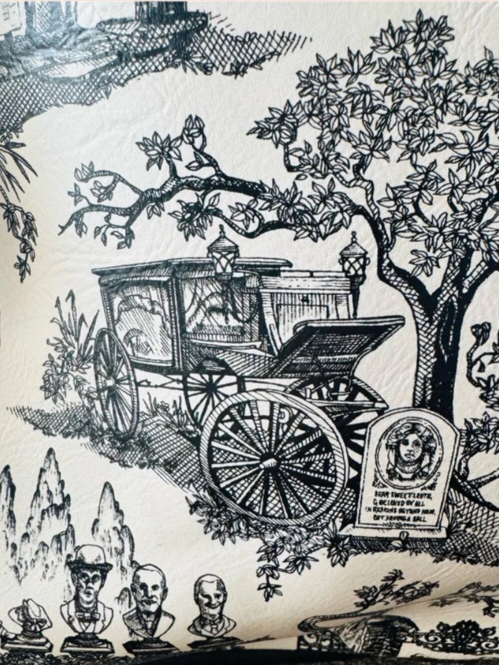 Disney Haunted Mansion Toile Satchel Bag - Black & Ivory - Picture 4 of 8